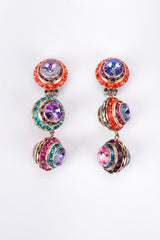 Recess Los Angeles Vintage Mister Bijoux Rainbow Crystal Mardi Gras Disco Ball Drop Earrings