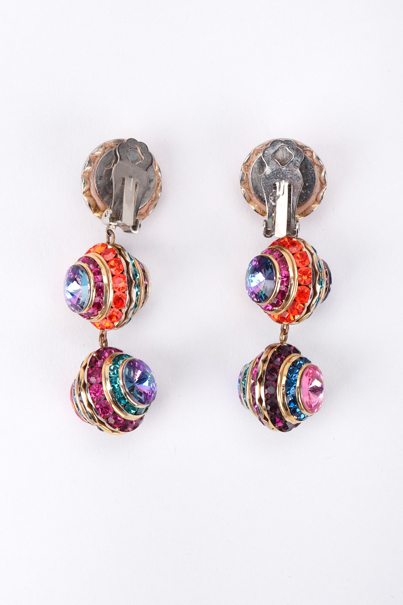 Recess Los Angeles Vintage Mister Bijoux Rainbow Crystal Disco Ball Drop Earrings