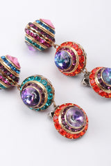 Recess Los Angeles Vintage Mister Bijoux Rainbow Crystal Mardi Gras Disco Ball Drop Earrings