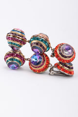 Recess Los Angeles Vintage Mister Bijoux Rainbow Crystal Disco Ball Drop Earrings