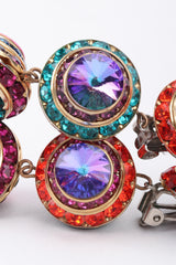 Recess Los Angeles Vintage Mister Bijoux Rainbow Crystal Mardi Gras Disco Ball Drop Earrings