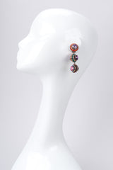 Recess Los Angeles Vintage Mister Bijoux Rainbow Crystal Mardi Gras Disco Ball Drop Earrings