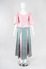 Recess Los Angeles Vintage Mister Wyatt Shantung Silk Balloon Sleeve Top & Ball Skirt Set
