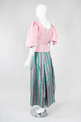 Recess Los Angeles Vintage Mister Wyatt Shantung Silk Balloon Sleeve Top & Ball Skirt Set