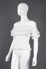 Recess Los Angeles Vintage Modelle Ribbon-Trim Off The Shoulder Ruffle Top