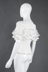 Recess Los Angeles Vintage Modelle Ribbon-Trim Off The Shoulder Ruffle Top