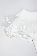 Recess Los Angeles Vintage Modelle Ribbon-Trim Off The Shoulder Ruffle Top