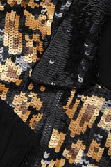 Recess Los Angeles Vintage Modi 80s Sequin Leopard Fringed Silk Moto Jacket