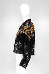 Recess Los Angeles Vintage Modi 80s Sequin Leopard Fringed Silk Moto Jacket