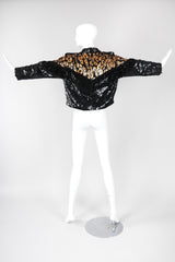 Recess Los Angeles Vintage Modi 80s Sequin Leopard Fringed Silk Moto Jacket