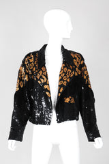 Recess Los Angeles Vintage Modi 80s Sequin Leopard Fringed Silk Moto Jacket