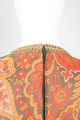 Mollie Parnis Vintage Boho Peasant Floral Print Silk Bodice Dress