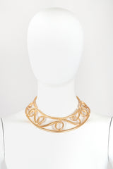 Recess Designer Consignment Vintage Monet Brushed Swirl Cage Collar Costume Jewelry Los Angeles resale