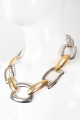 Recess Los Angeles Designer Consignment Vintage Monet Rectangle Link Collar Necklace Costume Jewelry