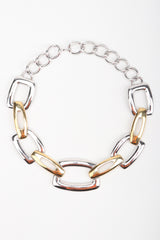 Recess Los Angeles Designer Consignment Vintage Monet Rectangle Link Collar Necklace Costume Jewelry