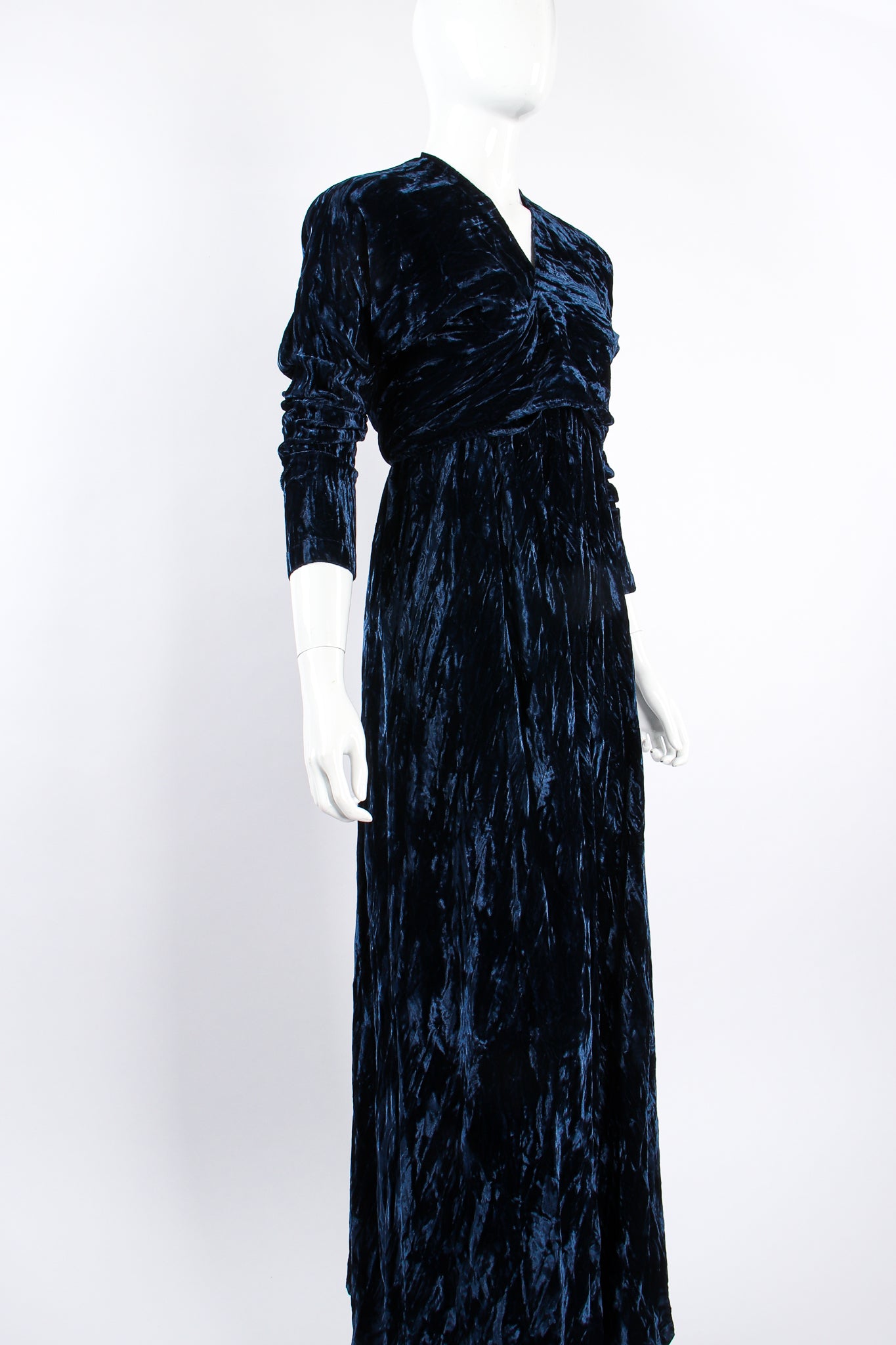 Vintage Morgane Le Fay Crushed Velvet Top & Dress Set on Mannequin angle at Recess Los Angeles