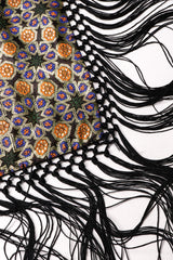 Recess Los Angeles Vintage Metallic BrocadeMoroccan Mosaic Fringe Piano Shawl
