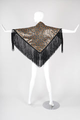 Recess Los Angeles Vintage Metallic BrocadeMoroccan Mosaic Fringe Piano Shawl