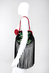 Recess Los Angeles Vintage Moschino Embroidered Satin Piano Shawl Frame Handbag