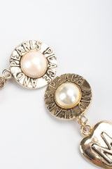 Recess Los Angeles Vintage Moschino Peace & Pearls Heart Drop Earrings
