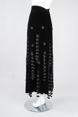 Recess Los Angeles Vintage Moschino Black Velvet Crochet Pompom Fringe Weeping Willow Skirt