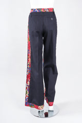 Recess Los Angeles Designer Consignment Vintage Moschino Embroidered Silk Contrast Pinstripe Trouser Pant