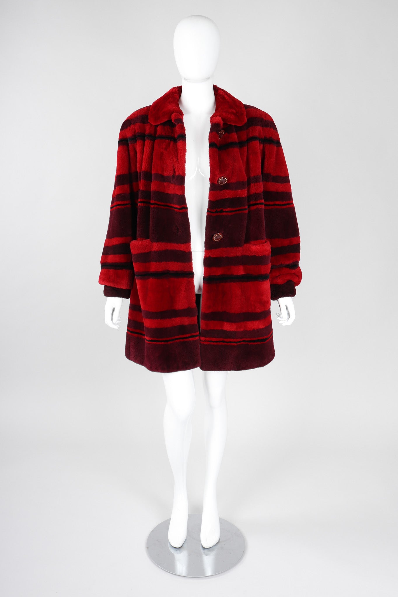 Recess Los Angeles Vintage Mouratidis Bayou Nutria Striped Fur Coat
