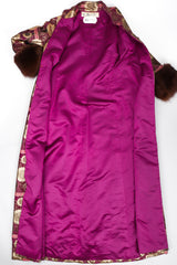 Recess Los Angeles Vintage Mr Blackwell Metallic Fur-Trimmed Golden Brocade Long Coat