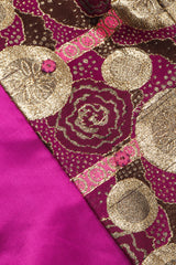 Recess Los Angeles Vintage Mr Blackwell Metallic Fur-Trimmed Golden Brocade Long Coat