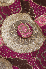 Recess Los Angeles Vintage Mr Blackwell Metallic Fur-Trimmed Golden Brocade Long Coat