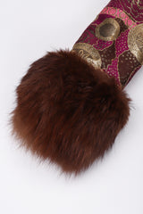 Recess Los Angeles Vintage Mr Blackwell Metallic Fur-Trimmed Golden Brocade Long Coat