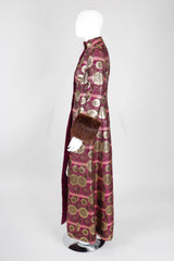 Recess Los Angeles Vintage Mr Blackwell Metallic Fur-Trimmed Golden Brocade Long Coat