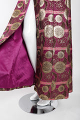 Recess Los Angeles Vintage Mr Blackwell Metallic Fur-Trimmed Golden Brocade Long Coat