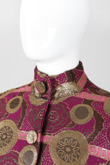 Recess Los Angeles Vintage Mr Blackwell Metallic Fur-Trimmed Golden Brocade Long Coat