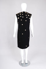 Recess Los Angeles Vintage Mr. Blackwell Gold Applique Shift Dress & Shawl Set