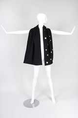 Recess Los Angeles Vintage Mr. Blackwell Gold Applique Shift Dress & Shawl Set