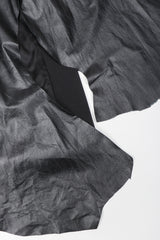 Mugler Black Leather and Wool Tail Coat, Raw Hem on White Background at Recess Vintage