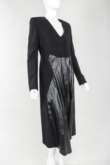 Recess Vintage Mugler Black Leather and Wool Tail Coat on Mannequin, Side View