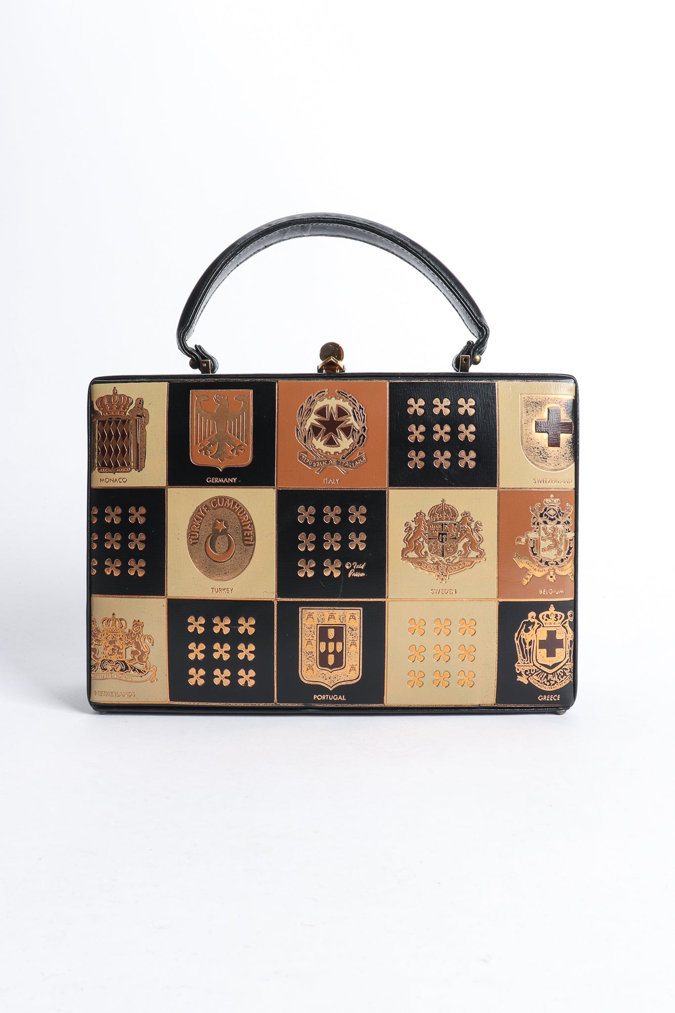 Vintage Murray Kruger Gold Foil European Crest Box Bag back at Recess Los Angeles