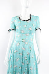 Vintage Cotton Floral Swiss Dot Maxi Dress on Mannequin front crop at Recess Los Angeles