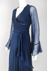 Recess Designer Consignment Vintage Sheer Silk Chiffon Wrap Top Skirt Set Los Angeles Resale