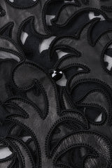 Recess Los Angeles Vintage Sheer Leather Appliqué Mesh Balloon Sleeve Blouse