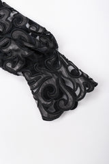 Recess Los Angeles Vintage Sheer Leather Appliqué Mesh Balloon Sleeve Blouse