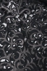 Recess Los Angeles Vintage Sheer Leather Appliqué Mesh Balloon Sleeve Blouse