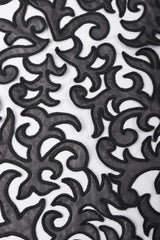 Recess Los Angeles Vintage Sheer Leather Appliqué Mesh Balloon Sleeve Blouse