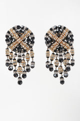 Recess Los Angeles Vintage Beaded Button Fringe Clip On Earrings