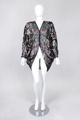 Recess Los Angeles Vintage Jerri Sherman Sheer Floral Metallic Lamé  Batwing Cocoon Cardigan Jacket