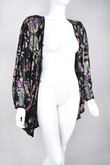 Recess Los Angeles Vintage Jerri Sherman Sheer Floral Metallic Lamé  Batwing Cocoon Cardigan Jacket