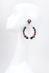 Recess Los Angeles Vintage Unsigned Crystal Bead Hoop Earrings