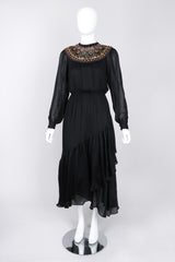 Recess Los Angeles Vintage Egyptian Beaded Collar Silk Chiffon Dress